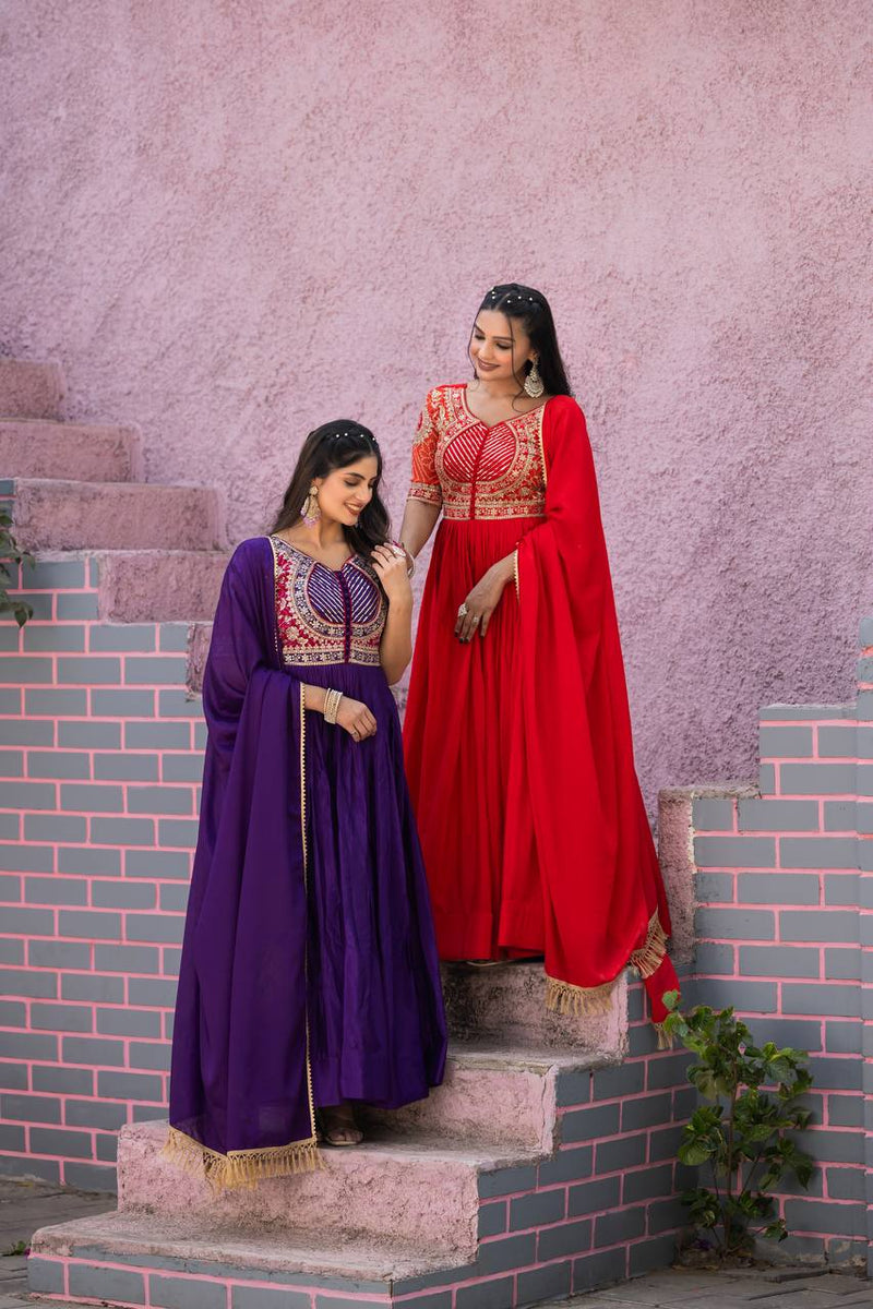 Beautiful chinon bandhrej Heavy Sequence Embroidery Work Lehenga