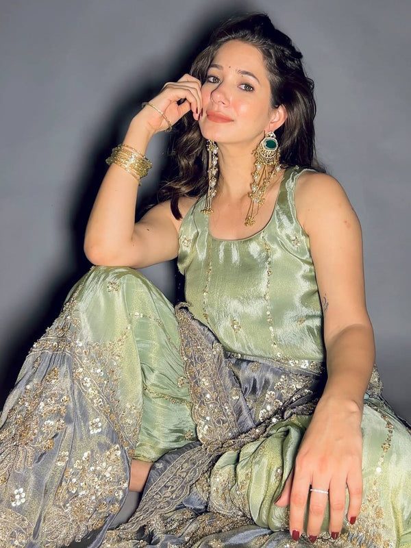 Festive Sequin Sharara Indo Western