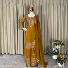 Wedding Wear Crunchy Embroidery Suit Indo Western
