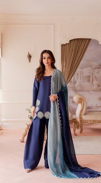 Chinon Silk Kurti with Farshi Salwar Set