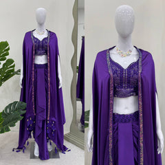 Embroidered Choli & Tassel Shrug Indo Western