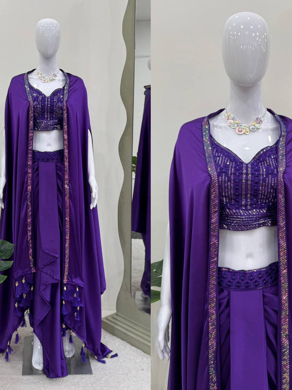 Embroidered Choli & Tassel Shrug Indo Western