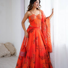 Floral Embroidered Organza Indo Western