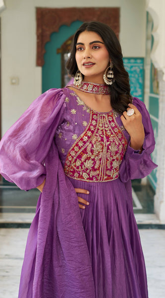 Silk Embroidered Long Lehenga