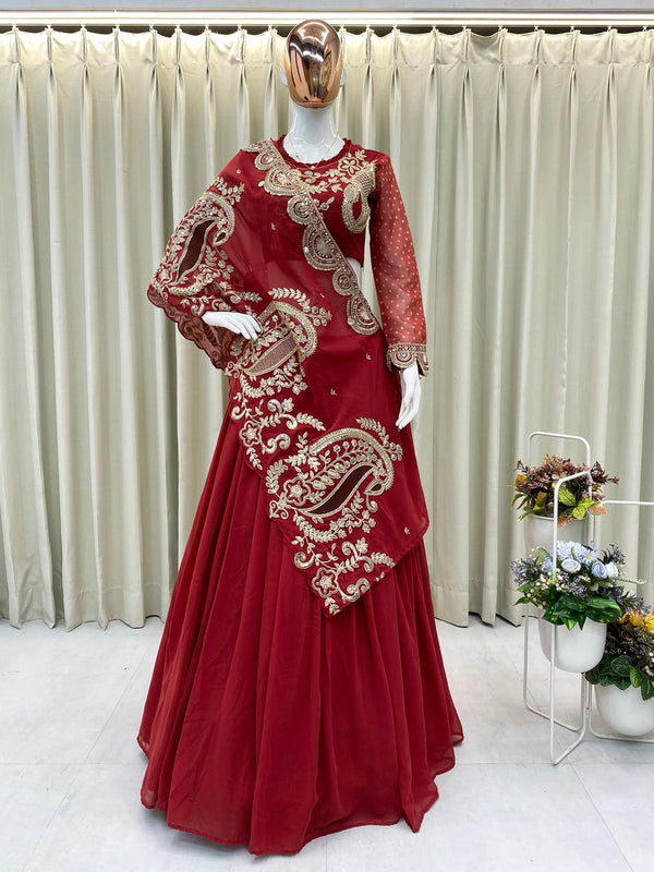 Stylish Blouse & Shrug Lehenga