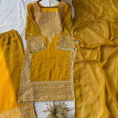 Wedding Wear Crunchy Embroidery Suit Indo Western