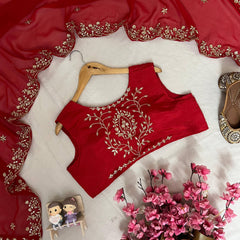 Red & Pink Chinon Dresses ,Pant Set with Dupatta