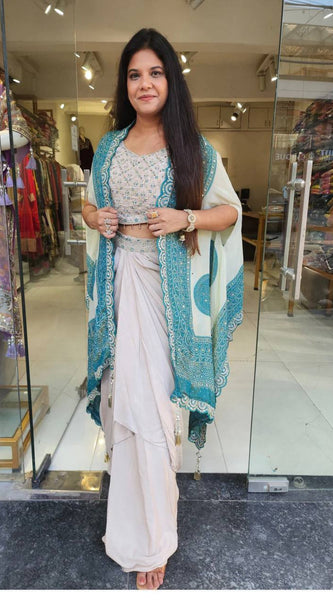 Indo-Western Mirror Work Dhoti Set