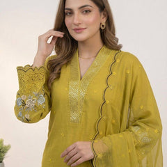 Designer Mal Chanderi Sequence Embroidered Kurta Palazzo Set With Organza Dupatta