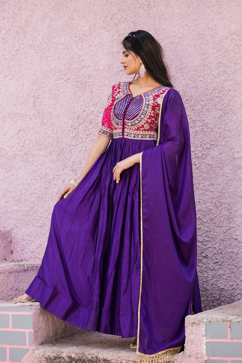 Beautiful chinon bandhrej Heavy Sequence Embroidery Work Lehenga