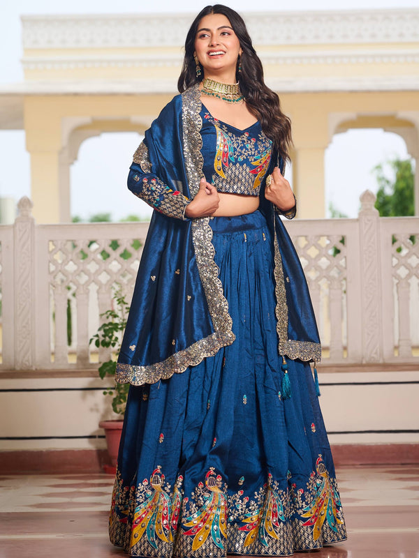 Heavy Embroidered Vichitra Lehenga