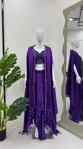 Embroidered Choli & Tassel Shrug Indo Western