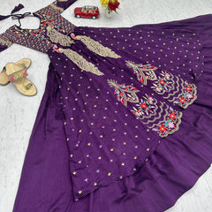 Vichitra Crop Top with Shrug Lehenga