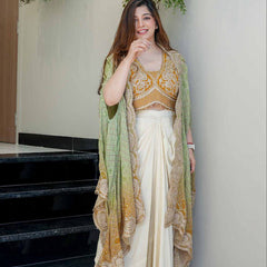 Embroidered Dhoti Set with Shrug