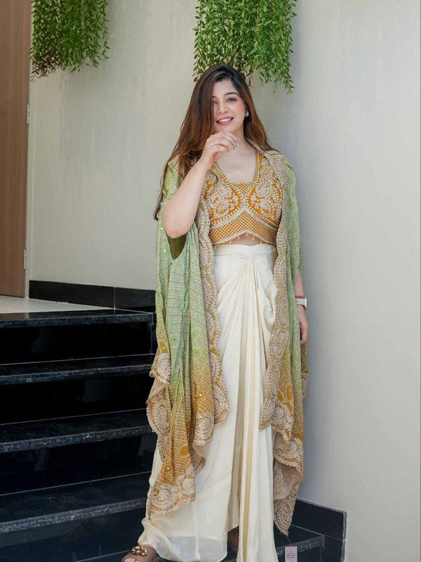 Embroidered Dhoti Set with Shrug