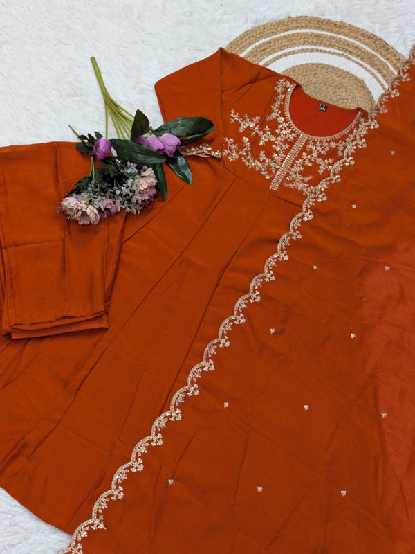 Embroidered Vichitra Silk Dresses