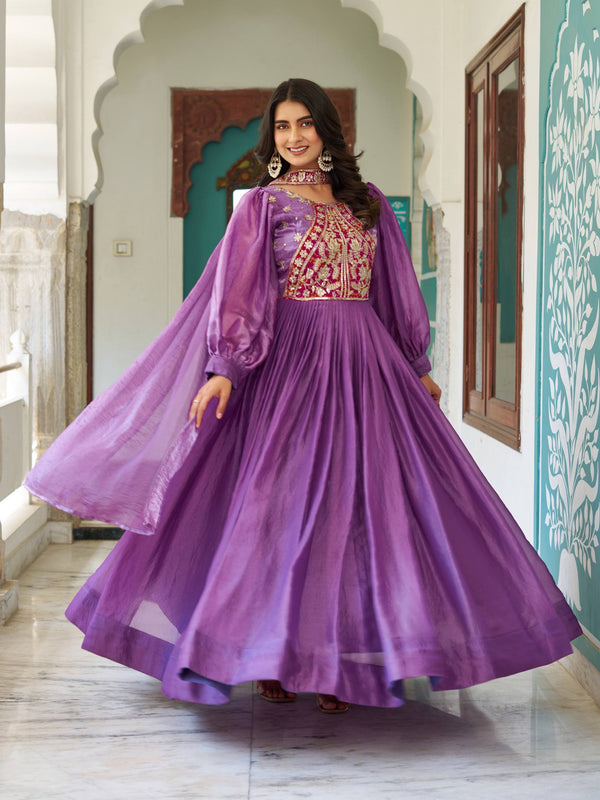 Silk Embroidered Long Lehenga