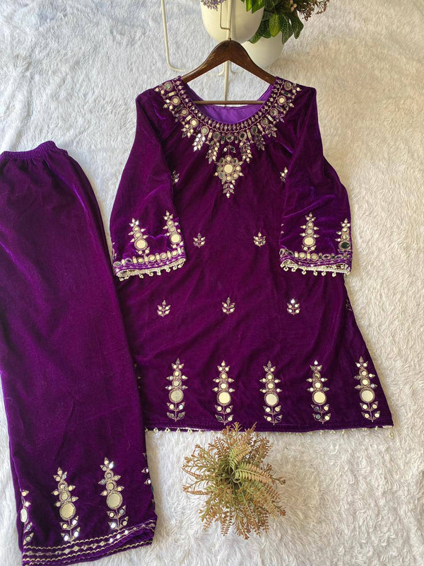 Velvet Embroidery Mirror Work Co-Ord Sets