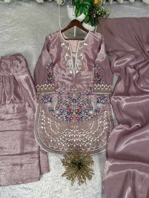Embroidered Top with Salwar & Dupatta Dresses