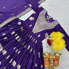 Elephant Motif Flared Lehenga