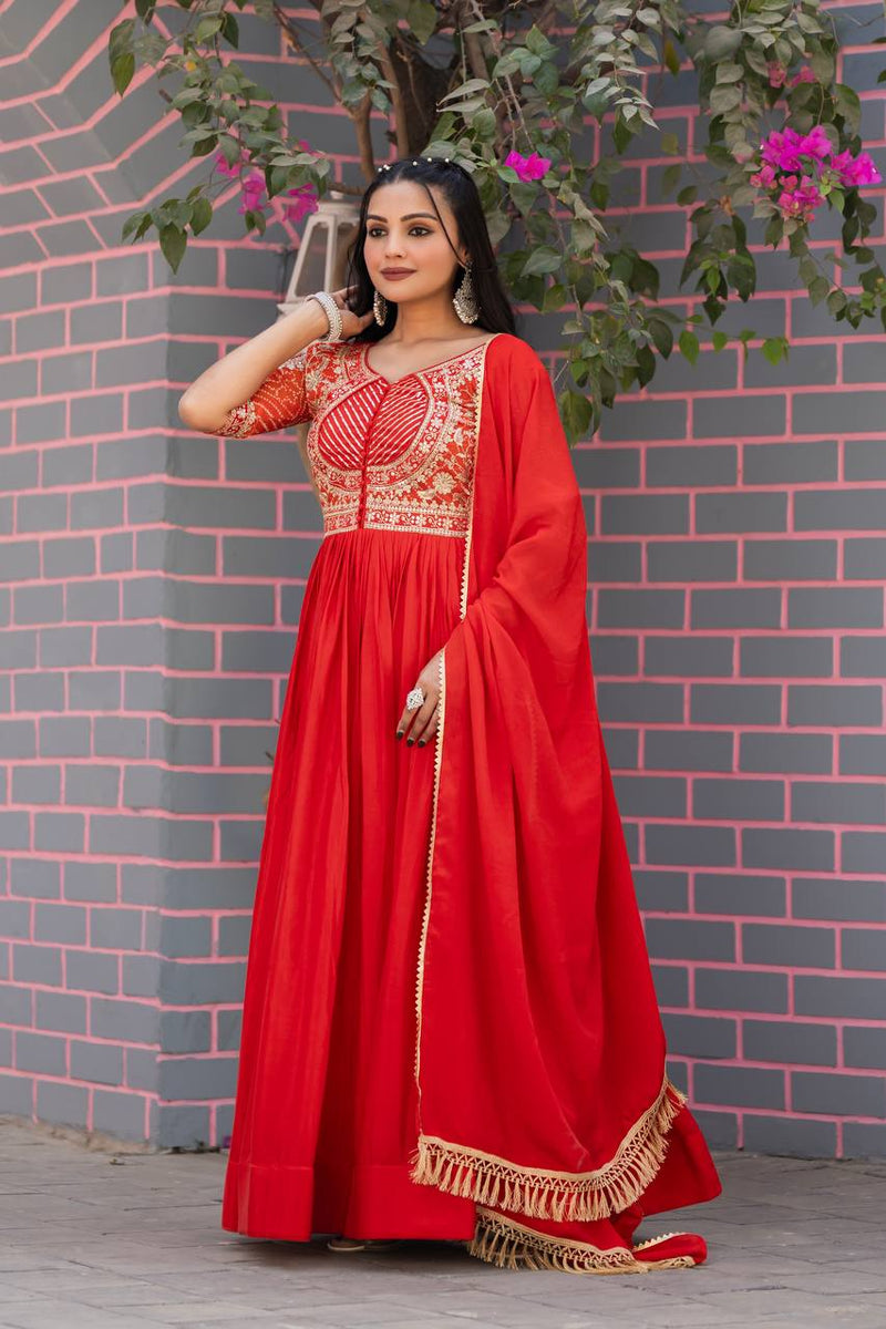 Beautiful chinon bandhrej Heavy Sequence Embroidery Work Lehenga