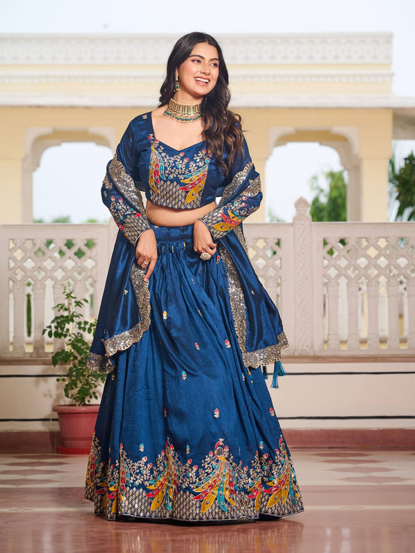Heavy Embroidered Vichitra Lehenga