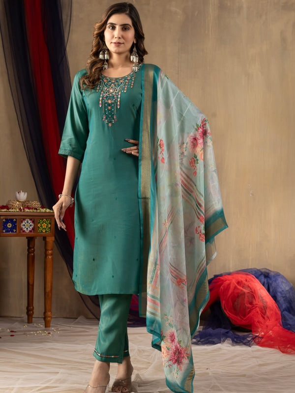 Shimmer Gold Silk Embroidered Dresses