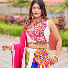 Pure Cotton Mirror Work Lehenga