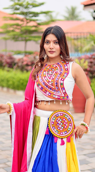 Pure Cotton Mirror Work Lehenga