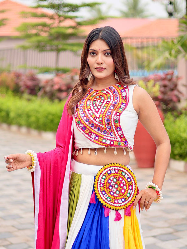Pure Cotton Mirror Work Lehenga