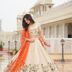 Tissue Silk Embroidered Lehenga
