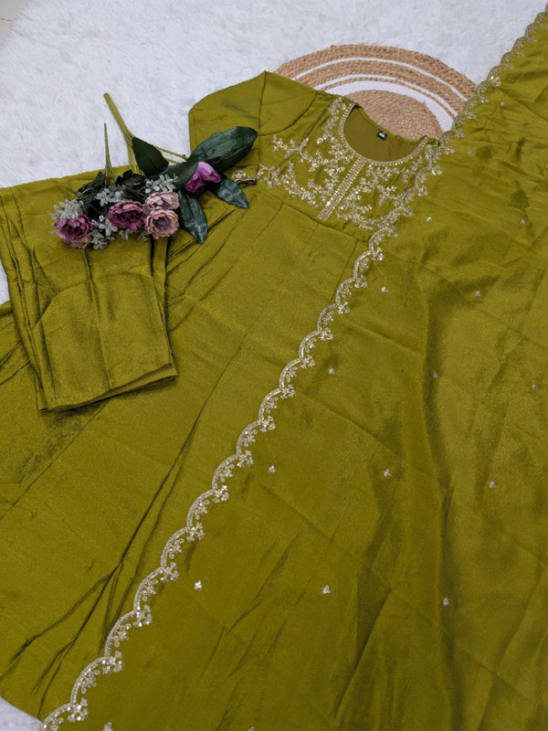 Embroidered Vichitra Silk Dresses