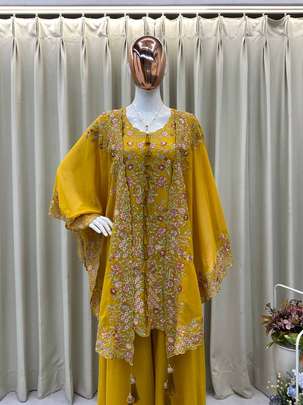 Party Wear Kurta Plazzo Set in Sequence Work Indo Western