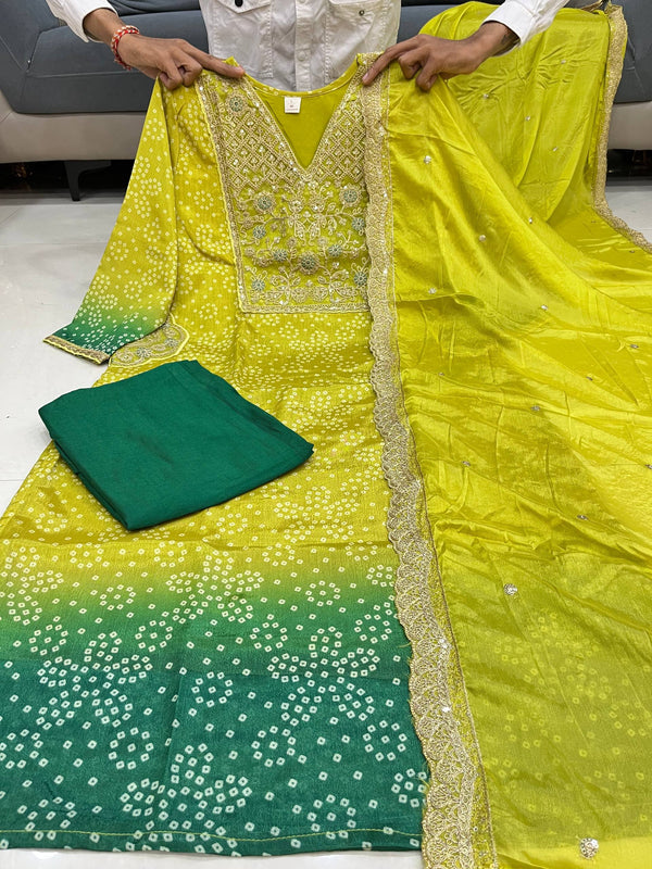 Russian Silk Kurti Pant Dupatta Dresses