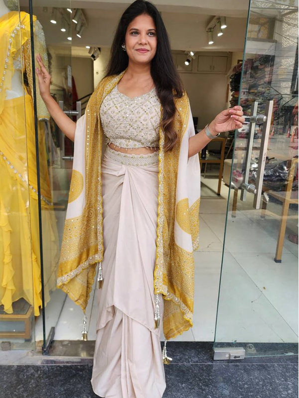 Indo-Western Mirror Work Dhoti Set