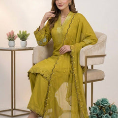 Designer Mal Chanderi Sequence Embroidered Kurta Palazzo Set With Organza Dupatta