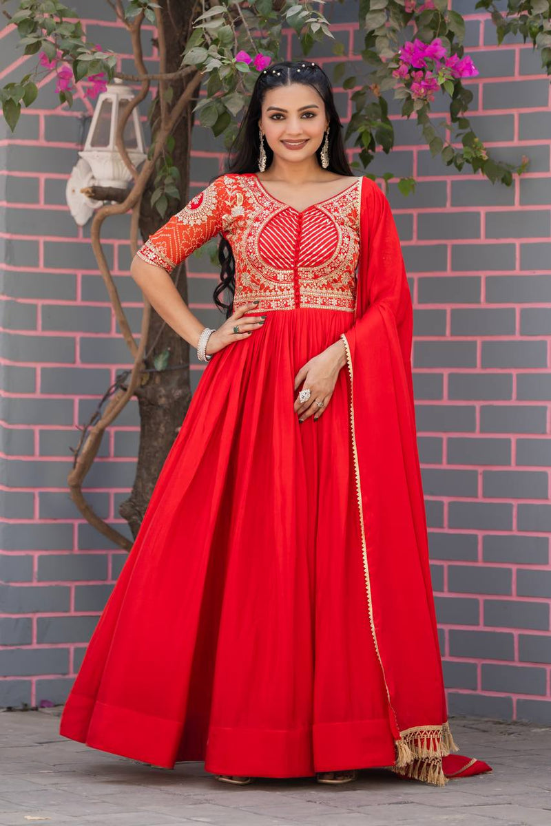 Beautiful chinon bandhrej Heavy Sequence Embroidery Work Lehenga