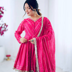 Mal Chanderi Mirror Work Sharara Set