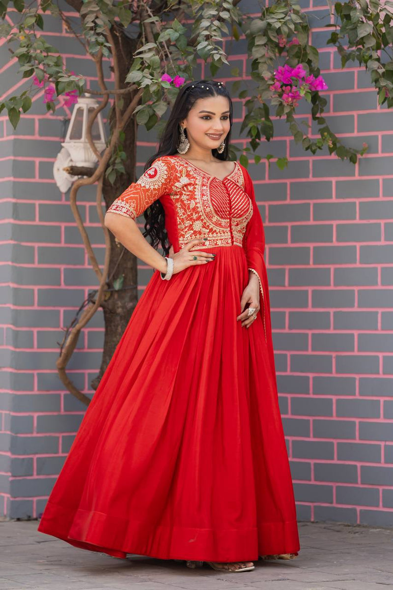 Beautiful chinon bandhrej Heavy Sequence Embroidery Work Lehenga