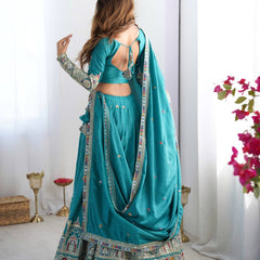 Embroidered Sequinned Semi-Stitched Lehenga