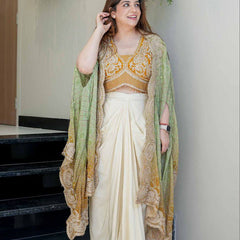 Embroidered Dhoti Set with Shrug
