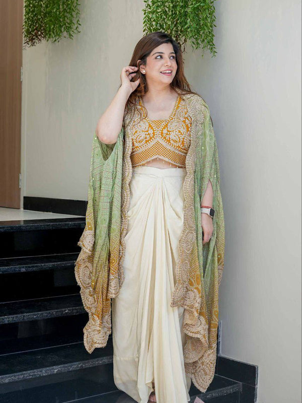 Embroidered Dhoti Set with Shrug
