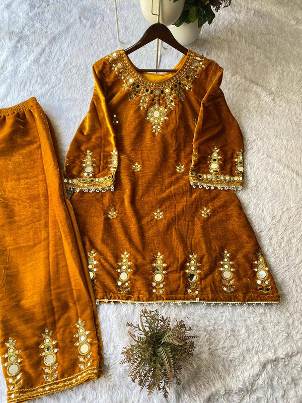 Velvet Embroidery Mirror Work Co-Ord Sets