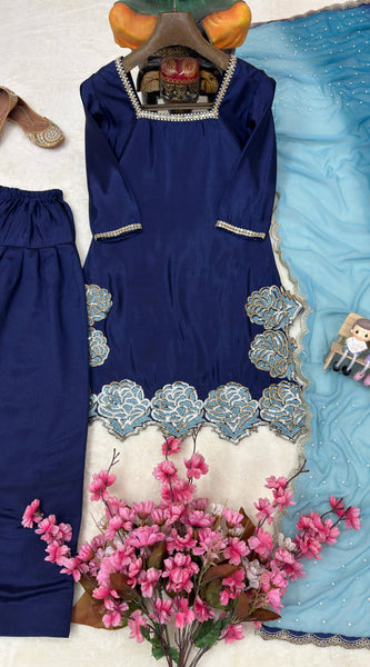 Chinon Silk Kurti with Farshi Salwar Set