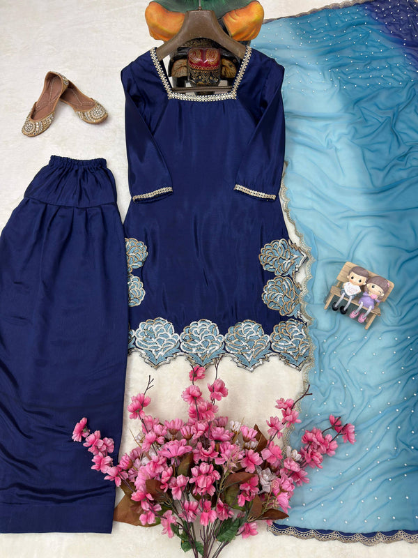 Chinon Silk Kurti with Farshi Salwar Set