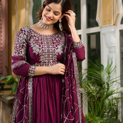 Embroidered Silk Dupatta Ensemble Lehenga