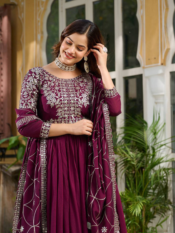 Embroidered Silk Dupatta Ensemble Lehenga