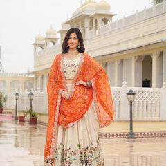 Tissue Silk Embroidered Lehenga