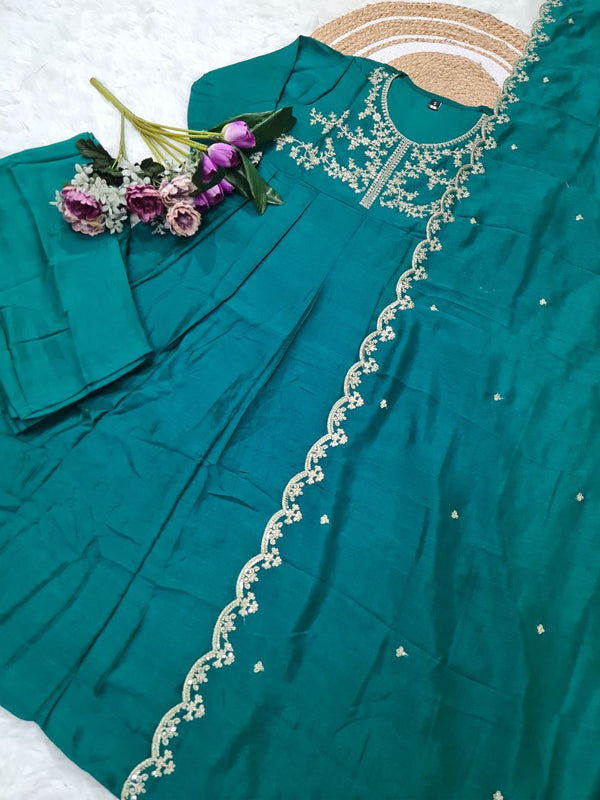 Embroidered Vichitra Silk Dresses