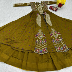 Vichitra Crop Top with Shrug Lehenga